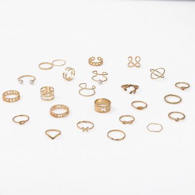 China FASHIONABLE Minimalist Finger Ring Set Joint Knuckle Hollow Gold Sliver 24PCS Jewelry Sets Hand Accessories Shape Jewelry Rings for sale