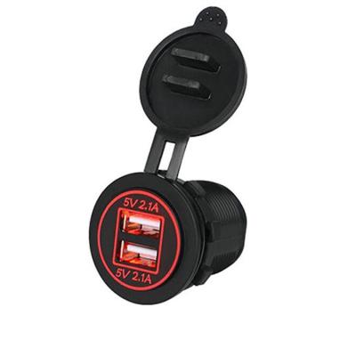 China Long Life and Exquisite Dual USB Car Modification Motorcycle Car Input Design 5V 4.2A 12-24V Dual USB Charger for sale