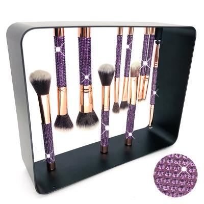 China Angular Blush Bestselling Private Label Makeup Brush 10pcs Dark Purple Makeup Brush for sale