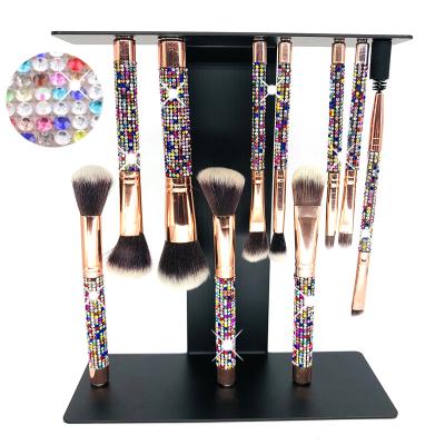 China Olive TLD 10pcs Diamond Makeup Brush High Quality Aluminum Cosmetic Make Up Low Custom Moq Logo Private Label Makeup Brushes Set of Brushes for sale