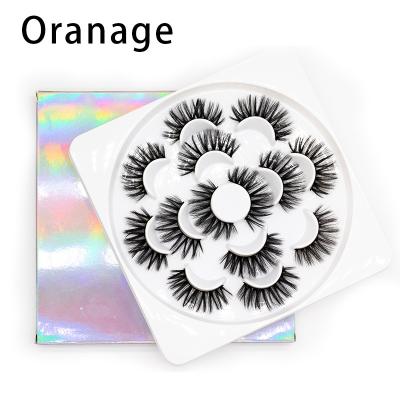 China Different Wholesale Thick 7 Pairs 3d Mink Fluffy Eyelashes, Flower Tray 7 Pairs Magnet Eyelash for sale