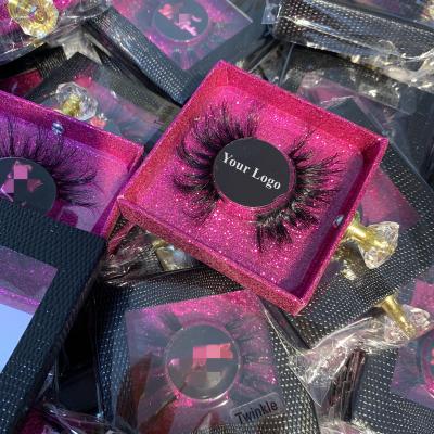 China Wholesale Thick Mink Lashes Packag Box Hand Made Full Strip Lashes Free Logo 25mm Mink Eyelash Bulk Lasheswholesale Vendor for sale