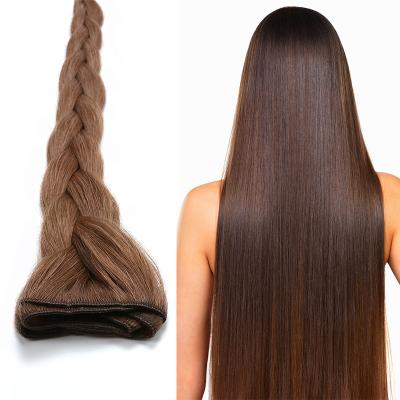 China Pure Virgin Double Weft Silky Straight Good Quality Thin Weave Hair Machine Hair Virgin Hair Weft Extensions for sale