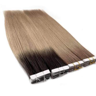 China Wholesale Silky Straight Blonde Russian Drawn Wave Double Sides Tape Natural Virgin Remy Hair Extension 100 Double Drawn Ombre Tape In for sale