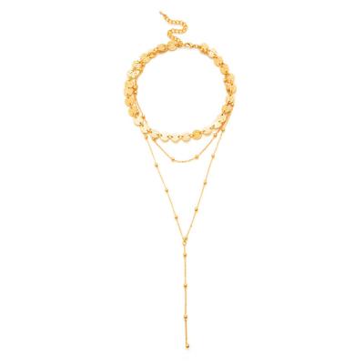 China CLASSIC Geometric Shape Fashion Boho Tassel Alloy Multilayer Gold Plated Tassels Necklace for sale