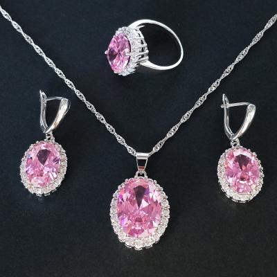 China Lead Free Nickel Free Luxury Bridal Shining Necklace Jewelry Set Elegant Women Copper Zircon Necklace Wedding Pendant Set for sale