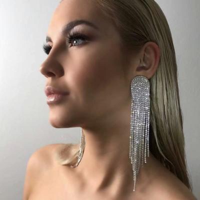 China Fashion CLASSIC Wholesale Earrings Trend 2021 New Design Tassel Earrings Gold Plated Rhinestone Bling Earrings for sale