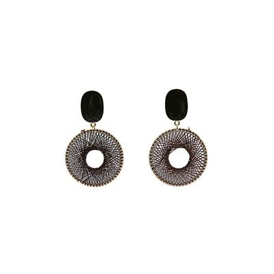 China CLASSIC 925 New Needle Silver Rectangular Thick Yarn Autumn And Winter Braided Exaggerated Round Earrings To Drop Earrings For Women for sale