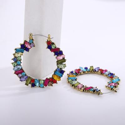 China New Jewelry CLASSIC Colorful Raw Alloy Baguette Earrings Luxury Amazon Price Surprise Gold Plated Fashion Earrings for sale