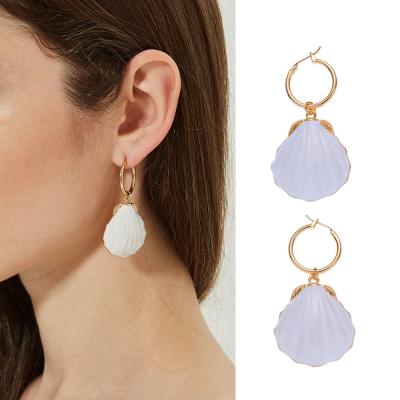 China Factory Wholesale Fashionable Spot CLASSIC Gold Plated Alloy Earrings Marine Style Shell Earrings for sale