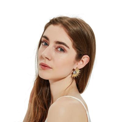 China CLASSIC Product Wholesale Punk Sector Earrings Gold Plated Irregular Alloy Diamond Earrings For Women for sale