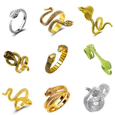 China CLASSIC 2021 Fashion Trendy Retro Personality Geometric Snake Rings Set For Women Metal Alloy Snake Open Adjustable Ring for sale