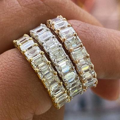 China Comfort Fit Fashion CZ Crystal Rings Square Cubic Zirconia Rings Shape Engagement Ring Couple for sale