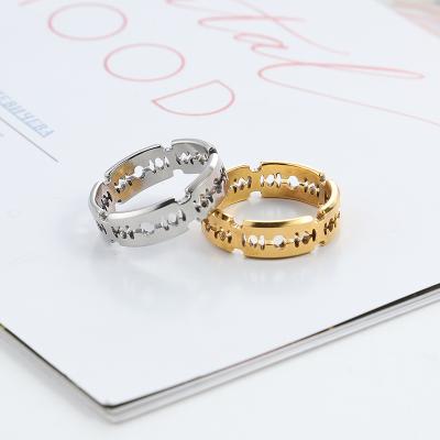 China New Trendy European and American Gold Plated Hip Hop Men's Rings Style Fashion Stainless Steel Cut Blade Rings for sale