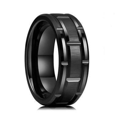 China Stain TRENDY Goods Fashion Mens Rings Silver Gold Plated Three-in-One Groove Stainless Steel Rings for sale