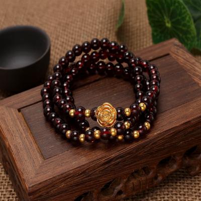 China Women Lucky Pixiu Bracelet Simple Red Multilayer Garnet Bead Bracelets Vintage Vintage Jewelry for sale