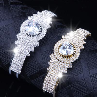 China Korea Style New Korean Style Bangle Bracelet Women Zircon Encrusted Cuff Full Diamond Stainless Accessories for sale