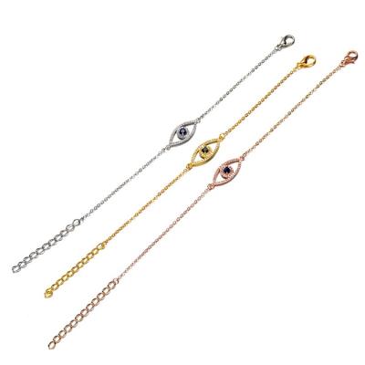 China FASHIONABLE Eviling Eyes Inlay Rose Gold Plated Diamond Bracelet Sapphire Copper Bracelet Bangle Silver for sale