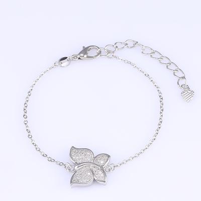 China Factory Direct Sales Fashionable New Bracelets Silver Copper Gold Plated Diamond Butterfly Bracelet for sale