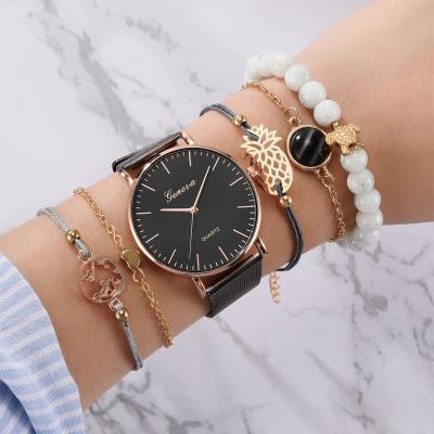 China Fashion Non-Specific Casual Women Watch Gift Set Alloy Strap Watches Bracelet 6 Pcs Set For Ladies for sale