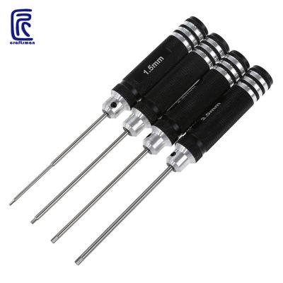 China Durable Tool Kit Black Hand Screwdriver 4PCS Hex Screwdriver Sets For RC Helicopter Transmitter Flat Car for sale