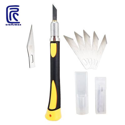 China Multi Functional Knife 10 Blades Carving Knife Anti-Slip Rubber Handle Carving Tool Kit Wood Fruit Food Craft Carving Engraving Knife for sale