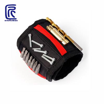 China Strong Effective Magnetic Wrist Support Wristband For Screw Nail Holder Tool Bag Hand Wristband Pouch Bag Screws Drill Holder for sale