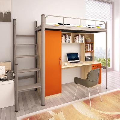 China Modern Loft Metal Bunk Bed Frame Heavy Duty and Dormitory Bed Design Steel Bunk Bed with Desk and Locker for sale