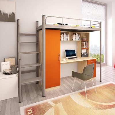 China Modern University apartment bedroom furniture King size metal bunk bed white loft bunk bed and study desk for sale