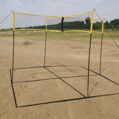 China High Quality PE Coated Iron Powder Tube D16mm Four-Sided Standard Portable Cross Net Beach Volleyball Multifunction Sports Forming Goal Net for sale