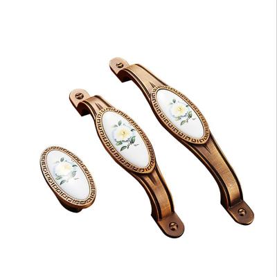 China Traditional Royal Solid Ceramic Cupboard Handle Ceramic Handles And Knobs For Cabinet Pull for sale