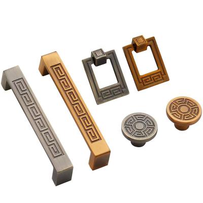 China Zinc Alloy Traditional Chinese Style Bedroom Dresser Dresser Classic Hardware Model Wardrobe Drawer Pull for sale