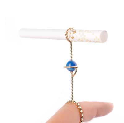 China High End Best Selling Smoking Accessories Star Sky Ball Shape Men Gift Gold Silver Metal Cigarette Holder Ring for sale