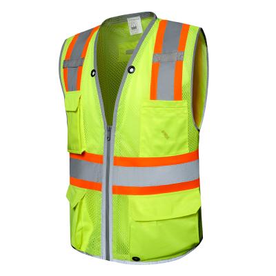 China Multiple Application High Visibility Scenes ANSI Reflective Safety Vest With Pockets And Zipper Class 2 Custom Logo Safety Vests Women for sale