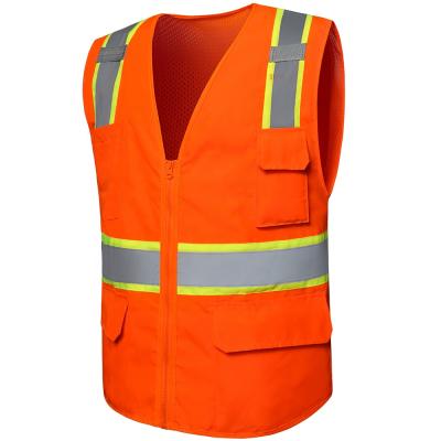 China Multiple Application Mens Scene Safety Vests Construction Hi-force Mesh Running Polyester Security Warning Reflective Vest for sale