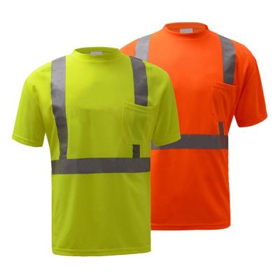 China Multiple Scenes Application Moisture Wicking Class2 Short Sleeve Standard Security T-Shirt With Chest Pocket for sale