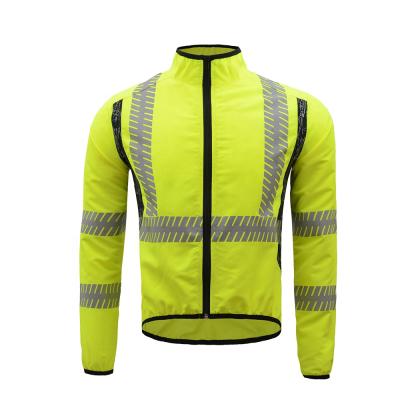 China High Visibility Safety Clothing Fabric Sports Hi Viz Cycling Mens Windbreaker Custom Reflective Jacket for sale