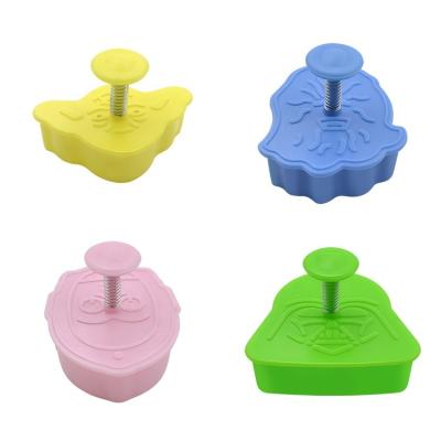 China Hot Sale 4 pcs Custom Press Biscuit Cutter Plastic Cookie Mold Shape Cookie Cutter Set for DIY Baking for sale