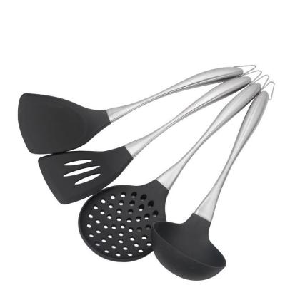 China BPA Free Kitchen Utensils Slotted Spoon Turner Silicone Cooking Utensil Set 4pcs Kitchen Utensil Set Cooking Tool for sale