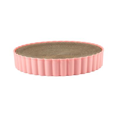 China Plastic and Corrugated Viable Round Cat Scratcher Mat Cat Scratcher Toy for sale