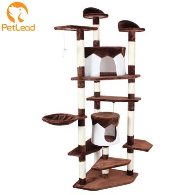 China 2021 Hous Sustainable Hot Plush Large Cat Tree Toy Luxury Activity Striping Posts Pet Housing Cat Tree Tower Wholesale for sale