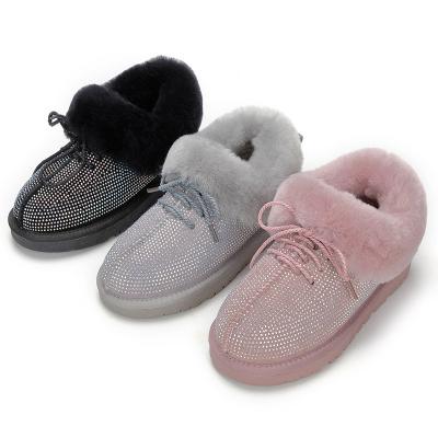 China Other Style Sheep Fur Basic Loafer Driving Winter Waterproof Women Genuine Leather Boat Fur Causal Shoes for sale