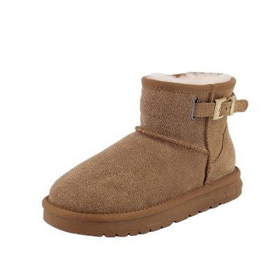 China Anti-Smell Manufacturer Wholesale Customized Cow Suede Buckle Waterproof Winter Women Snow Boots for sale