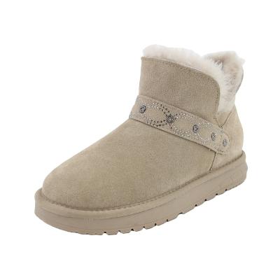 China Wholesale Anti-Smell New Design Customized Faux Fur Waterproof Cow Suede Winter Women Snow Boots for sale