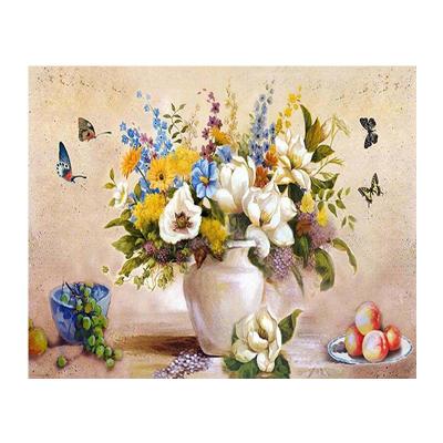 China Modern DropShipping and Wholesale DIY Painting by Numbers for Adults on Canvas, DIY Oil Painting Kit Butterfly and Flower for sale