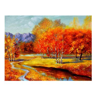 China Modern DIY Painting By Number Kit On Canvas For Beginners, New Painters, Canvas Oil Painting Kit For Adults Maple Landscape for sale