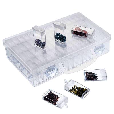 China Detachable Transparent 64 Grids Jewelry Pill Box Viable Plastic Storage Diamond Painting Accessories Storage Box For DIY Craft for sale