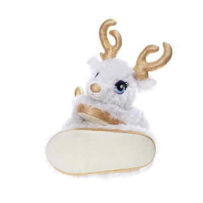 China Fashion Trend Custom Design Indoor Winter Warm Lovely Christmas Reindeer Stuffed Animal Slippers For Women for sale