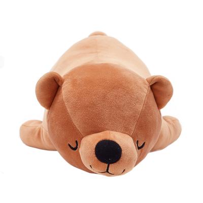 China Eco-friendly Material A Lovely Brown Sloth Bear On His Lovely Stomach Bear Plush Toys for sale