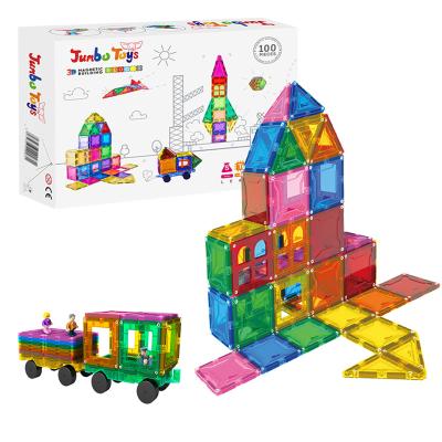 China Building Toy 60 Piece Clear 3D Magnetic Tiles Building Block Magnetic Toys Blocks Tiles PULL DOWN Magnetic Tiles Set for sale